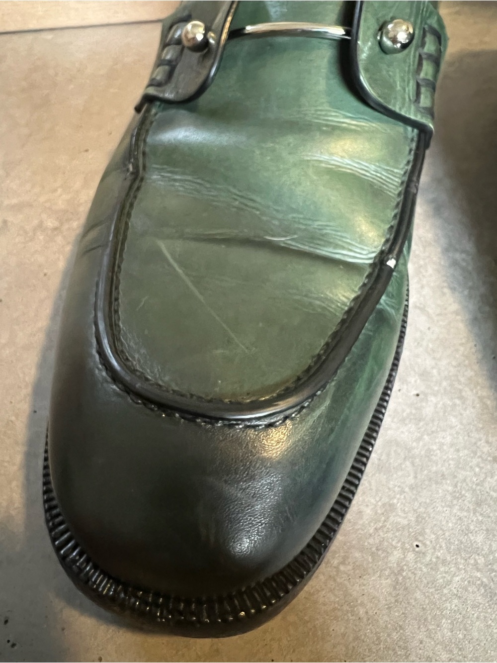 Christian Louboutin Green Leather Men’s Buckle Loafers - Picture 8 of 11